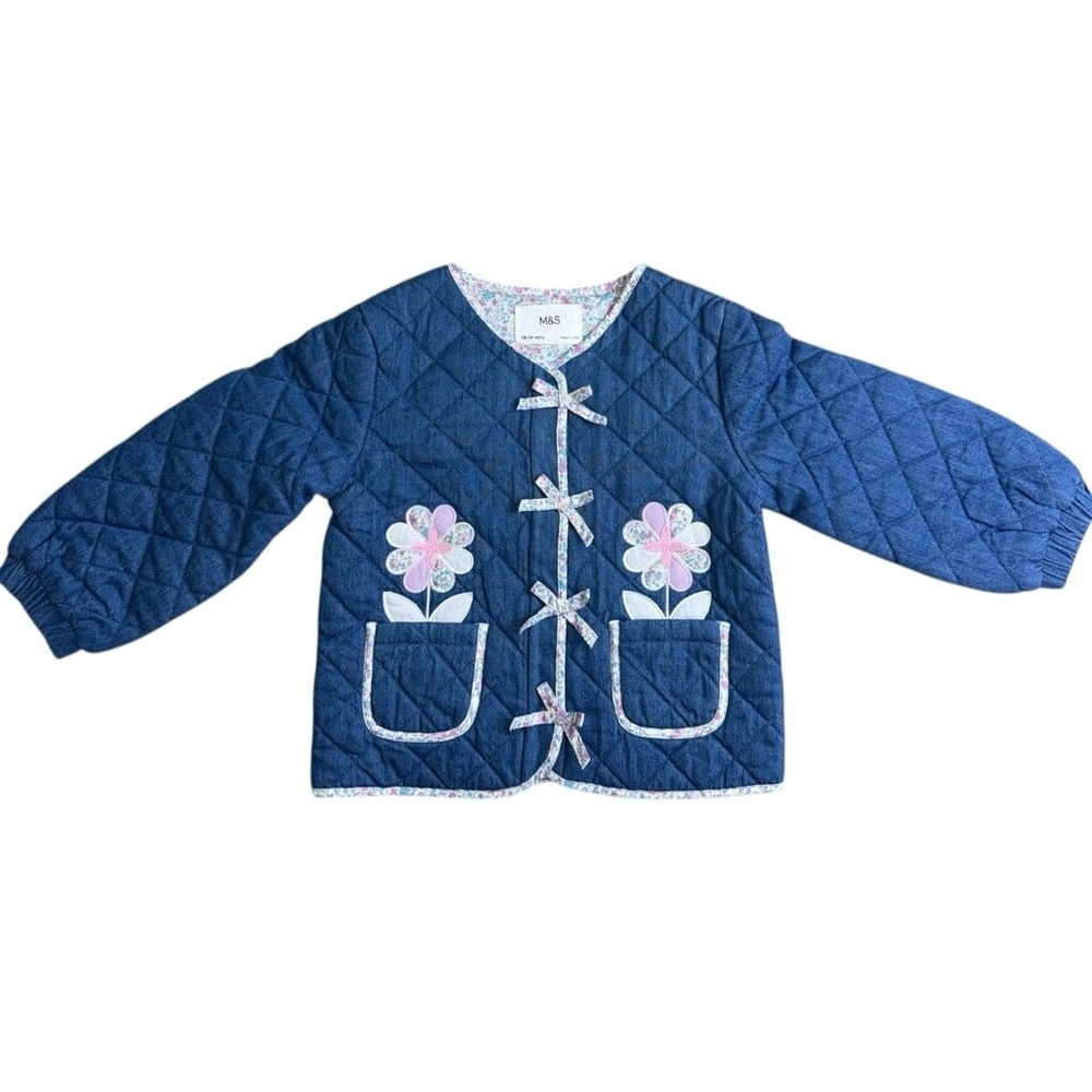 Marks and Spencer Toddler Girls Quilted Blue Jacket Size 18-24‎ Months NWT